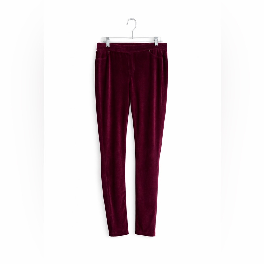 Simply Vera Vera Wang Women’s Burgundy Velour Pants Size Large Stylish Comfort